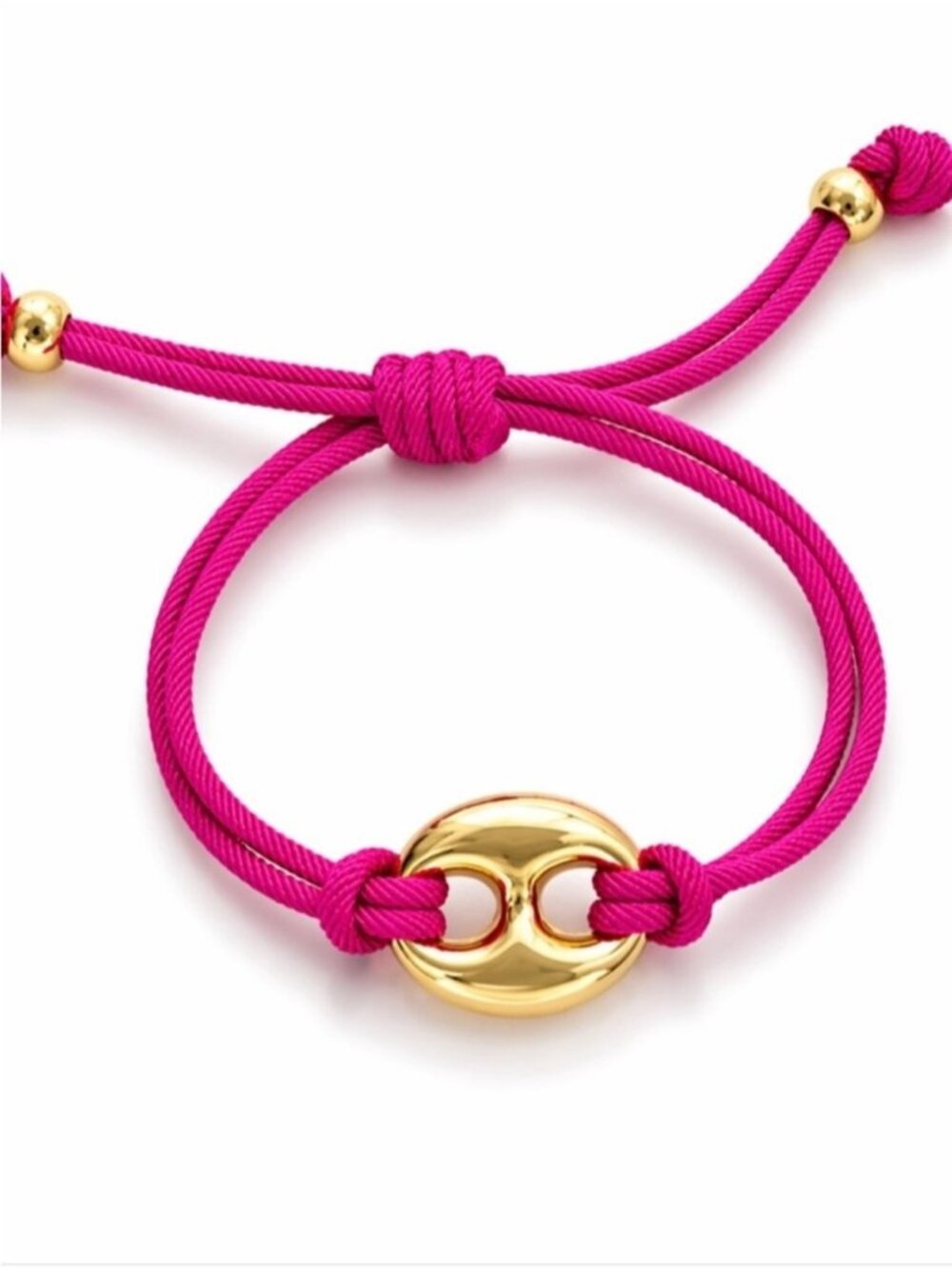 New! Pink Colorful Gold Pig nose Bead Adjustable Bracelet